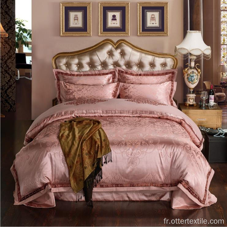 vente en gros housse de couette de luxe en satin de soie jacquard broderie