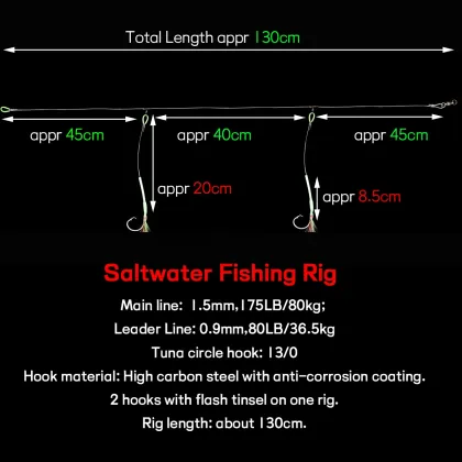 Customized Bulk Hand Tied Strong Hapuka Grouper Cod Sabiki Rig for Deep Sea