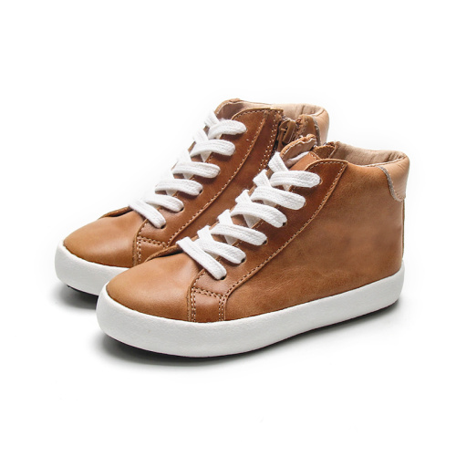 children ankle boots Brown High Top Sneakers Boys and Girls Supplier