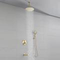 Bathroom 3-Function Brass Brushed Gold Shower Set