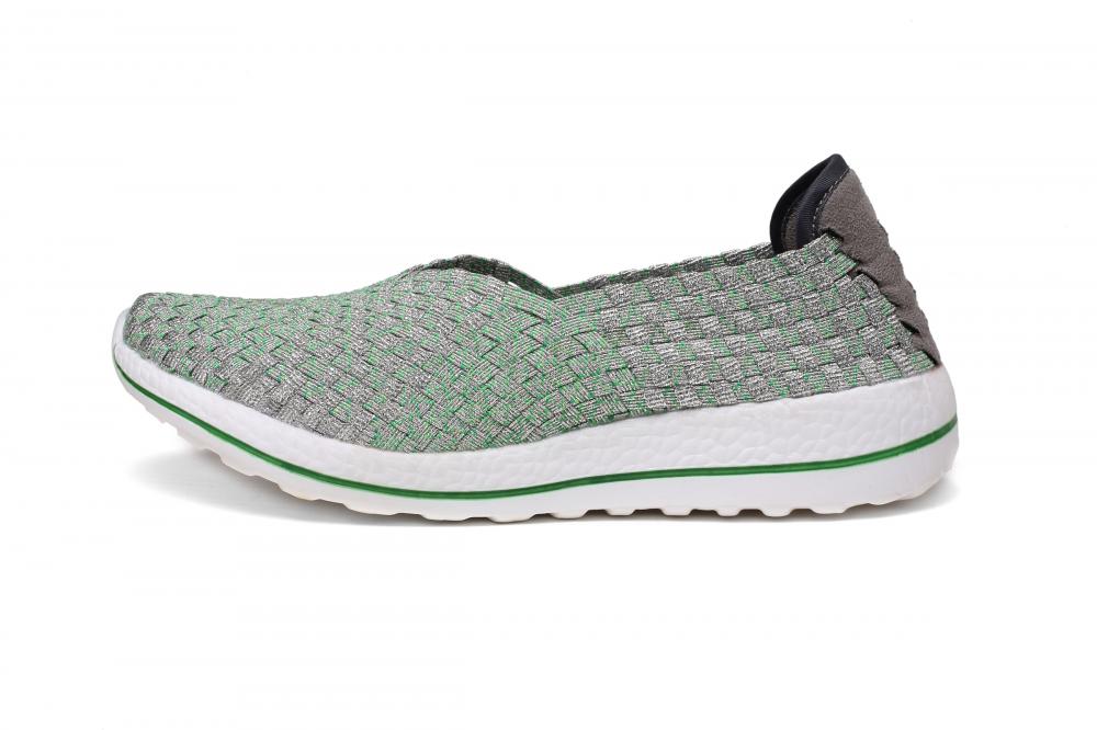 Grey Silver Texture Woven Slip-ons