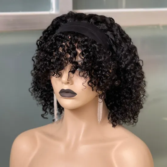 Hot Sale: 14-inch 150% Density Human Hair Kinky Curl Headband Wig