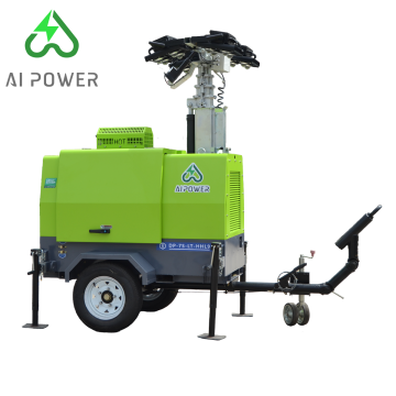 7M Teleskop -Beleuchtungsturm mit Kubota Z482 Motor, Dieselgenerator und tragbares LED -Licht