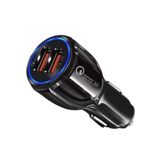 Portable Qualcomm 18W Dual USB 3.0 Car Charger Adapter for Mobile Phone