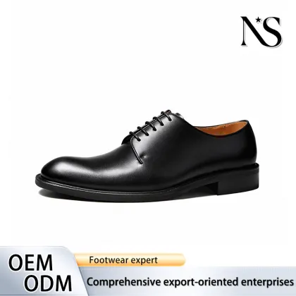 Men'sBlack GlossyFull-Grain Leather Derby Dress Shoes