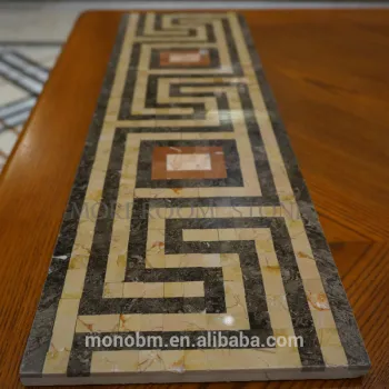 Yunfu Factory Turkish Light Emperador Marble Mosaic Border Tiles Border Decoration Skirtings Water jet Marble Flooring Border