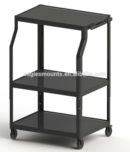 2016 Latest New Mobile AV cart with shelves, powder black finishing