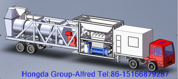 Hongda 80 Ton Lyb1000 Mobile Asphalt Mixing Plant