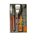 8pcs ensemble de barbecue avec manche en bois