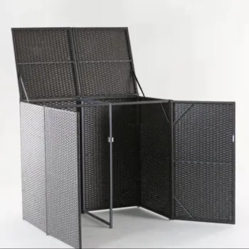 Outdoor Wicker Storage Box - Rattan Storage Bin & Wheelie Bin