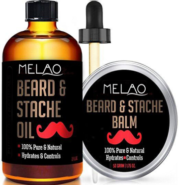 Beard Oil & Beard Balm Mens Gift Set ( 2 oz + 1.75 oz) Mustache Oil Beard Kit All Natural Beard Conditioner ( Beard Oil - Argan