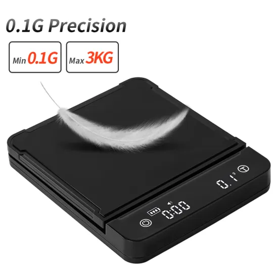 Waterproof Electronic Coffee Scale with Type-C Charging, LED Display, and Timing Function