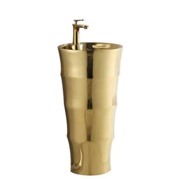 Attractive Gold Color Hotel Pedestal Floor standing Basin