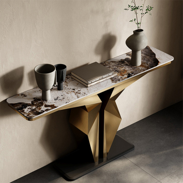 Console de luxe légers moderne: meubles de salon en marbre et en acier inoxydable