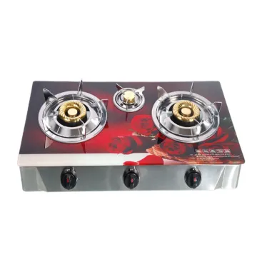 Kitchen Home Gas Stove Three Burner Desktop Tempered Glass Cooktop Gas Hob For Cooking