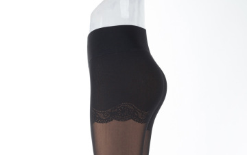 JTR17 Middle-aged fashion casual leggings waist big yards net yarn Yiwu fake through the meat lady lace leggings fall