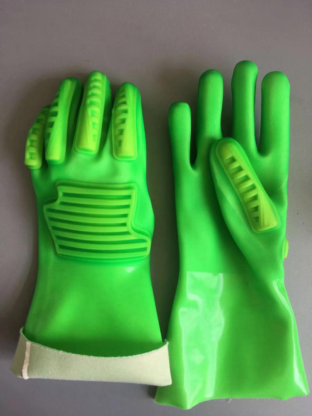 Fluoreszierende grüne 100% Baumwoll-Linning TPR-Handschuhe