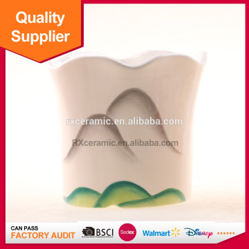 Chinese culture design mountain hand painting ceremic flowerpot