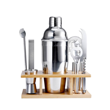 9-Piece Bar Set: Cocktail Shaker with Stand Home Tending Kit