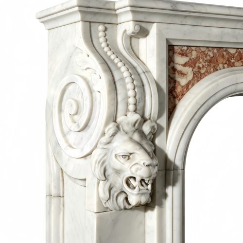 Classic French Marble Mantel with Color Inlay