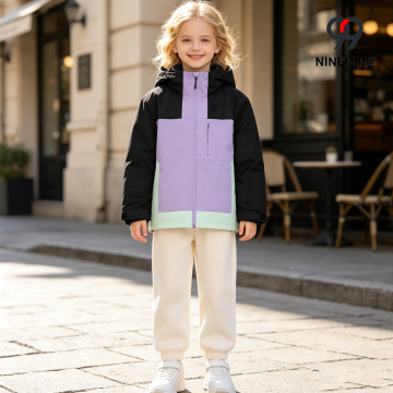 Hooded Color Block Kids Outerwear Snow Jacket
