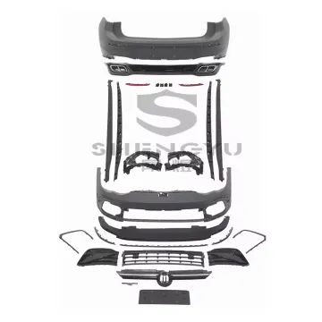 VW Golf 8 to R Line Auto Body Kit: Front Rear Bumper Assembly with Grille Side Skirts Rear Diffuser