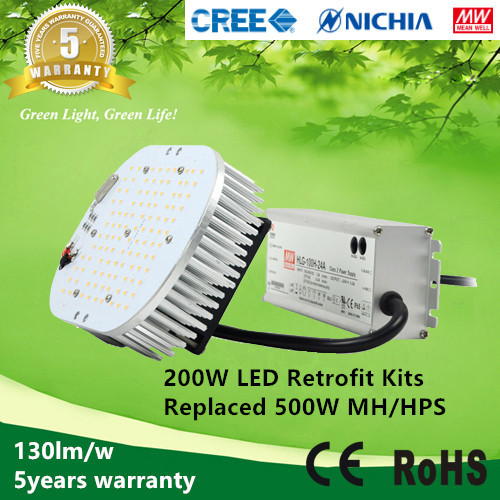 5year warranty 130lm/W ETL 200w Led Retrofit Kits to replace 500w MH/HPS