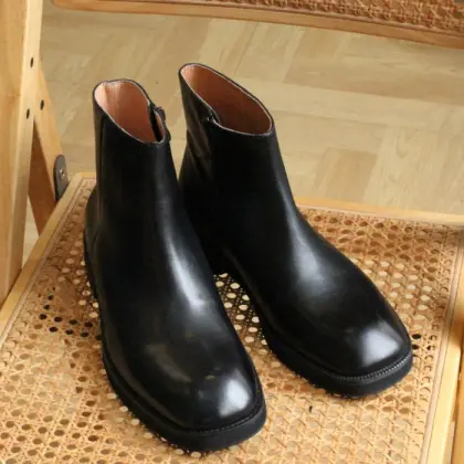 Kemayanni Thick Soled Chelsea Boots - Black Genuine Leather