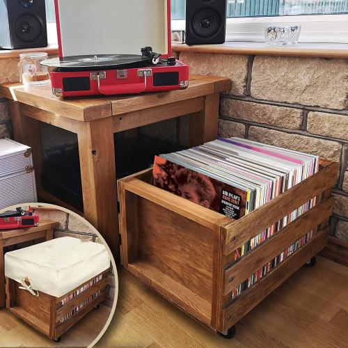 Wooden LP Record Vinyl Storage Crate