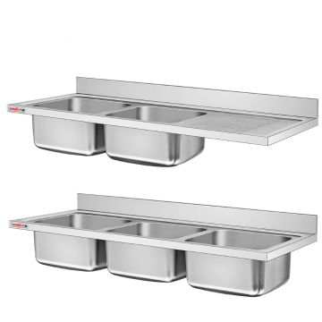 Commercial Stainless Steel Double Sink Bench Top Factory in Saudi Arabia