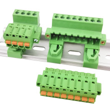5.08mm Pitch Complete Male Screw & Female Spring DIN Rail Mount Solderless Terminal Block Set with Flange for 35mm DIN Rail