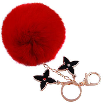 Red wine fur ball-shaped soft cute unique fashion fancy plush keychains, OEM/ODM orders are welcome