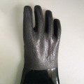 65 cm czarne rękawice chemiczne powlekane PCV