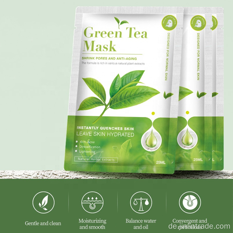 Großhandel Whitening Hydrating Green Tee Gesichtsblattmaske
