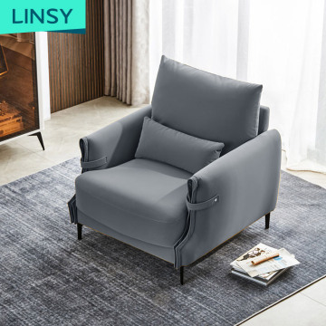Linsy Modern Yellow Gray Arm Sofa Set - Luxury Living Room Chairs for Apartment Furniture