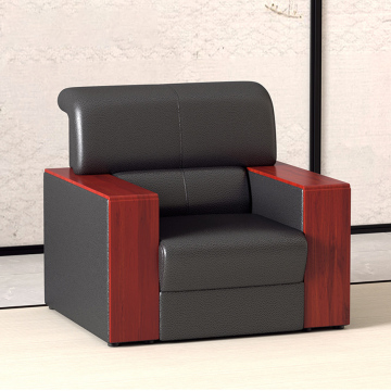 Modern Single Seater Office Sofa: Cowhide Leather Furniture for Professional Reception Areas