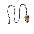 Yellow Tiger Eye Stone 25x40mm Love Heart Pendant Necklace Adjustable Rope Chain