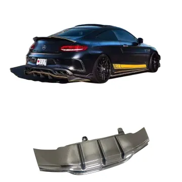 Carbon Fiber Rear Diffuser with PSM Style Carbon Corners for C-Class W205 C63 AMG Coupe
