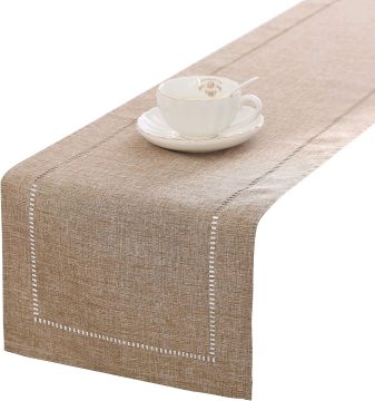 Luxury Cotton Linen Table Runners with Delicate Hollow Pattern Design for Dining Tables