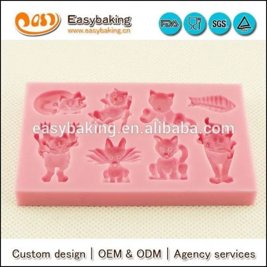 Newly-designed 3d cat custom silicone mold for fondant