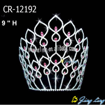 Coronas grandes del desfile rosado del Rhinestone de 8 pulgadas