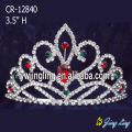 3.5 Inch rhinestone tiaras green rhinestone crowns