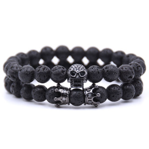 King Crown Black Onyx Matte Bracelet 8mm Beads Natural Stone Chakra Collection Reiki regalo para hombres mujeres