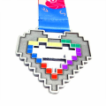 Medalha de pixel de metal de coração personalizado