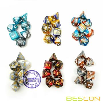 Bescon New Style 6X7 42pcs Polyhedral Dice Set, 6 Unique Shiny Two-Tone Gemini Polyhedral 7-Die Sets Dungeons and Dragons DND