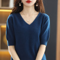 Woolen sweater women V-neck loose simple knit