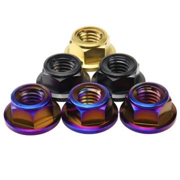 Titanium and Grade 2/5 Hex Flange Nut with Metal Insert - Sizes M5, M6, M8, M10, M12, M18