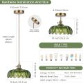Vintage Green Glass Pendant Light Fixture LED bulb