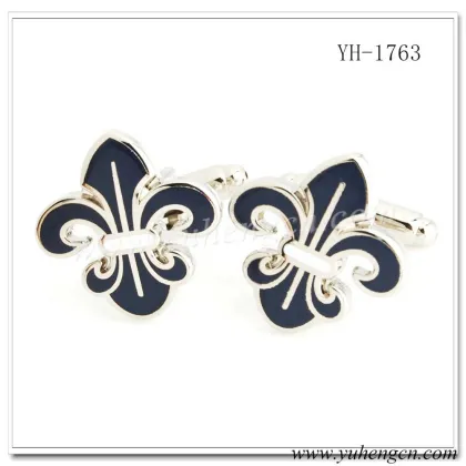 YH-1763 Novelty Enamel Fleur Di Lis Flower Cufflinks
