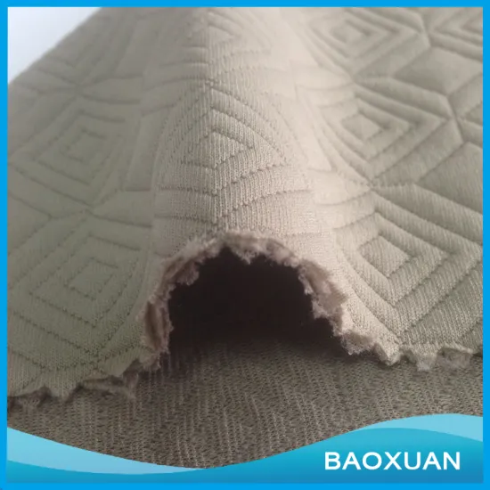 96%Polyeser 4%spandex t/sp soild pattern design quilted sandwiched jacquard fabric knittting for garment